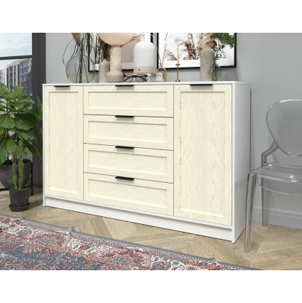 Тумба Тренд КТ-Т160 (Белый ЛДСП/ Дуб снежный ЛМДФ) Ш1600 В1020 Г451